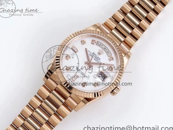 MiroTime 0209 OdorResistant Day Date 36 RG TWSF Best Edition White Diamonds Dial on RG Bracelet A 1610